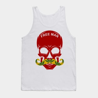 Rastafari skull illustration with cannabis Tank Top